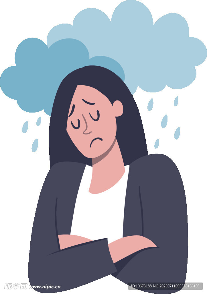 雨中愁緒的女性