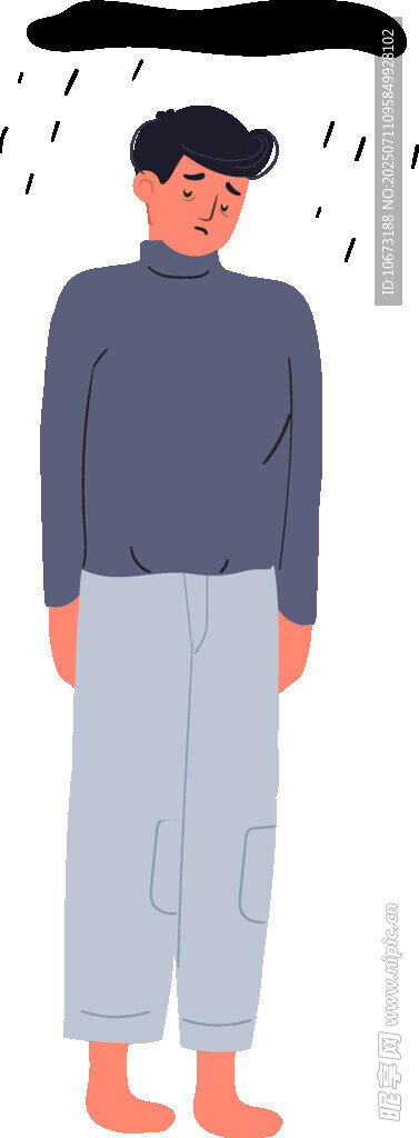 雨中落寞男子