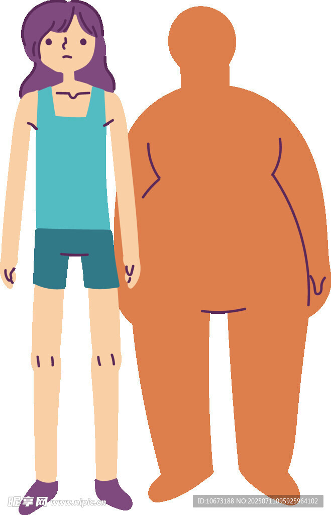 女孩與胖身形人物對(duì)比圖