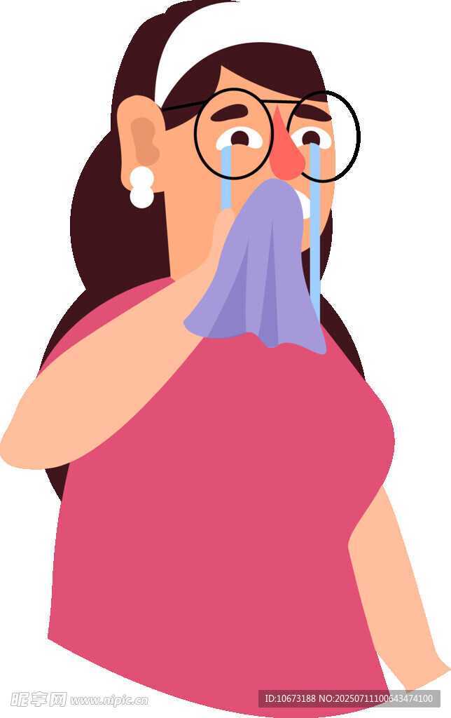 女子用紙巾擤鼻涕