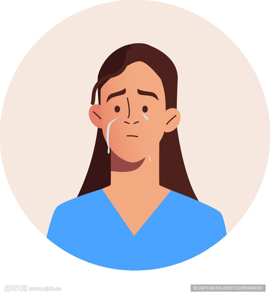 愁容滿面的藍(lán)衣女性