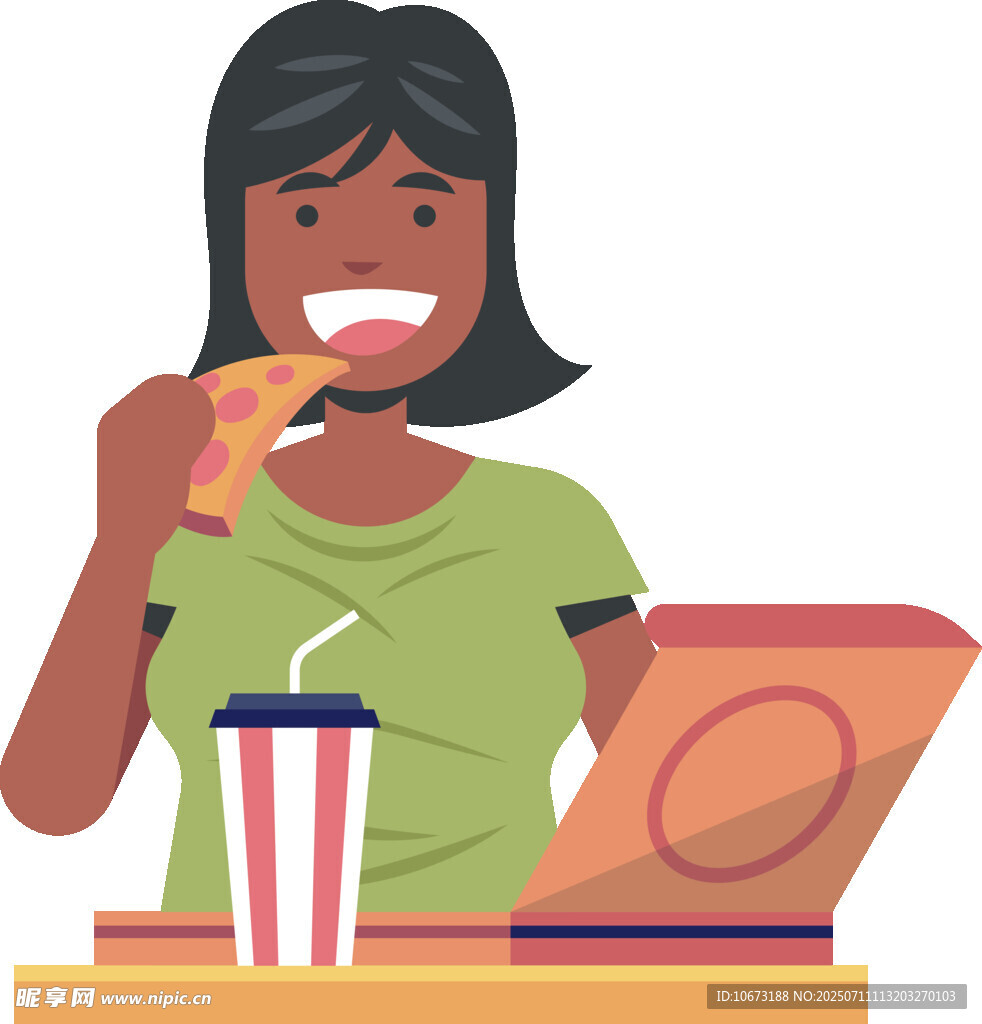 女子愜意享用快餐美食