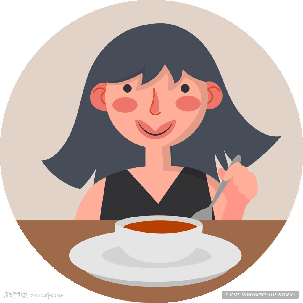 女孩優(yōu)雅享用一碗熱湯