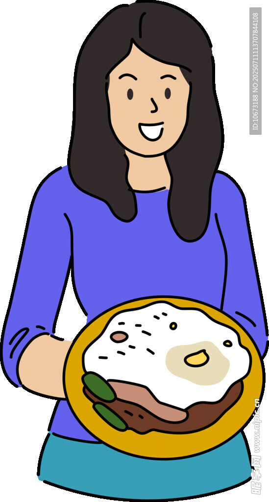 女子端著美味早餐