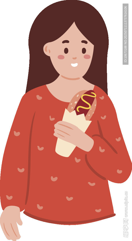 紅衣女子手持美味卷餅