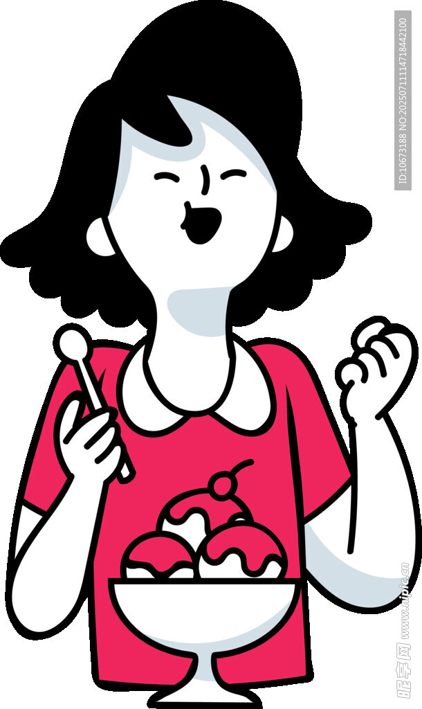 女孩開心享用美味冰淇淋