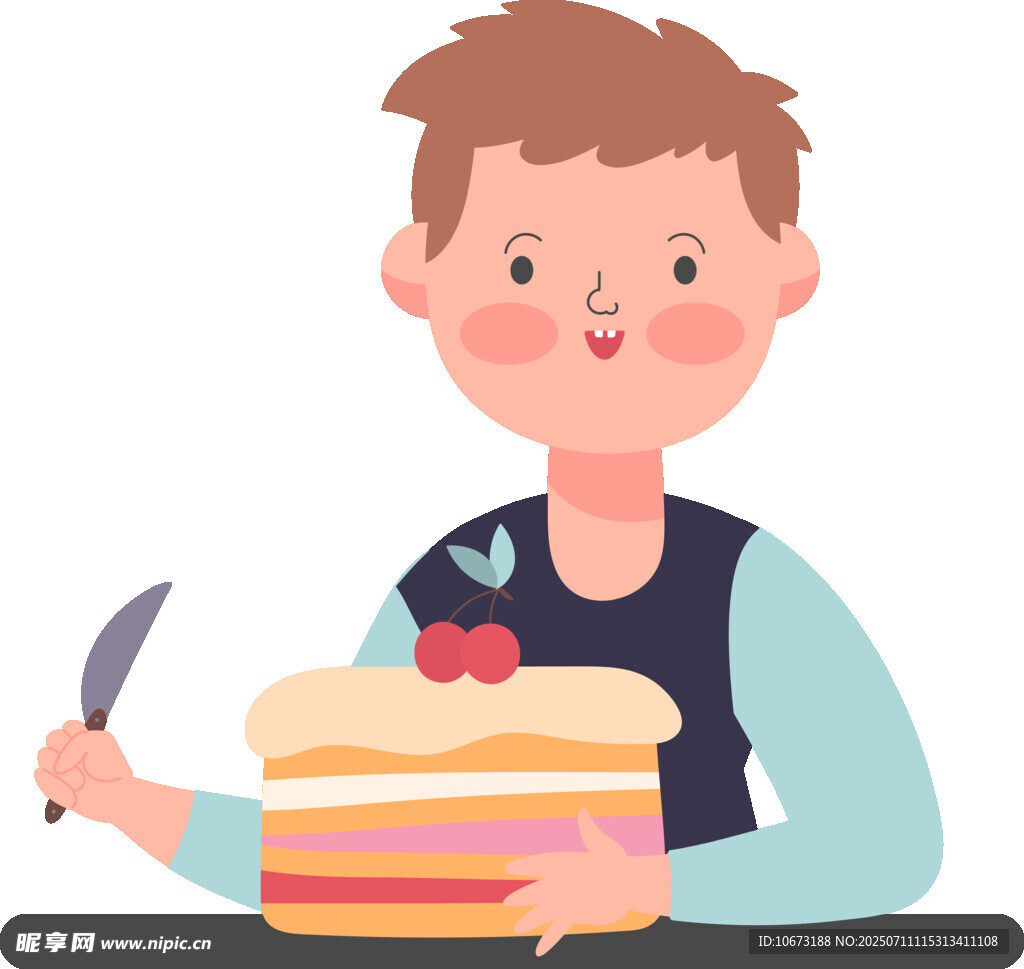 男孩手持刀準(zhǔn)備切蛋糕
