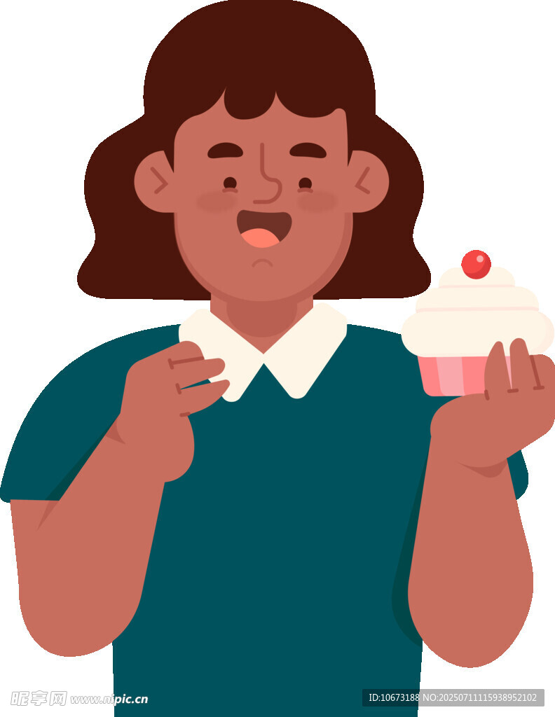 女孩手持美味小蛋糕