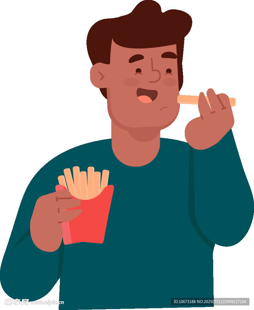 男子享用美味薯?xiàng)l