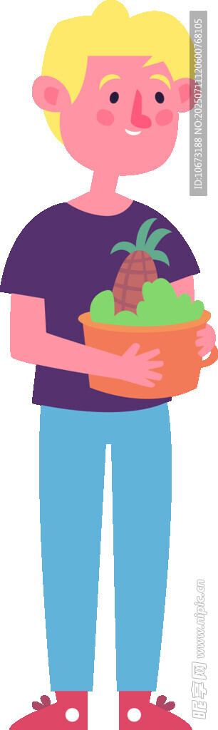 男孩捧果蔬