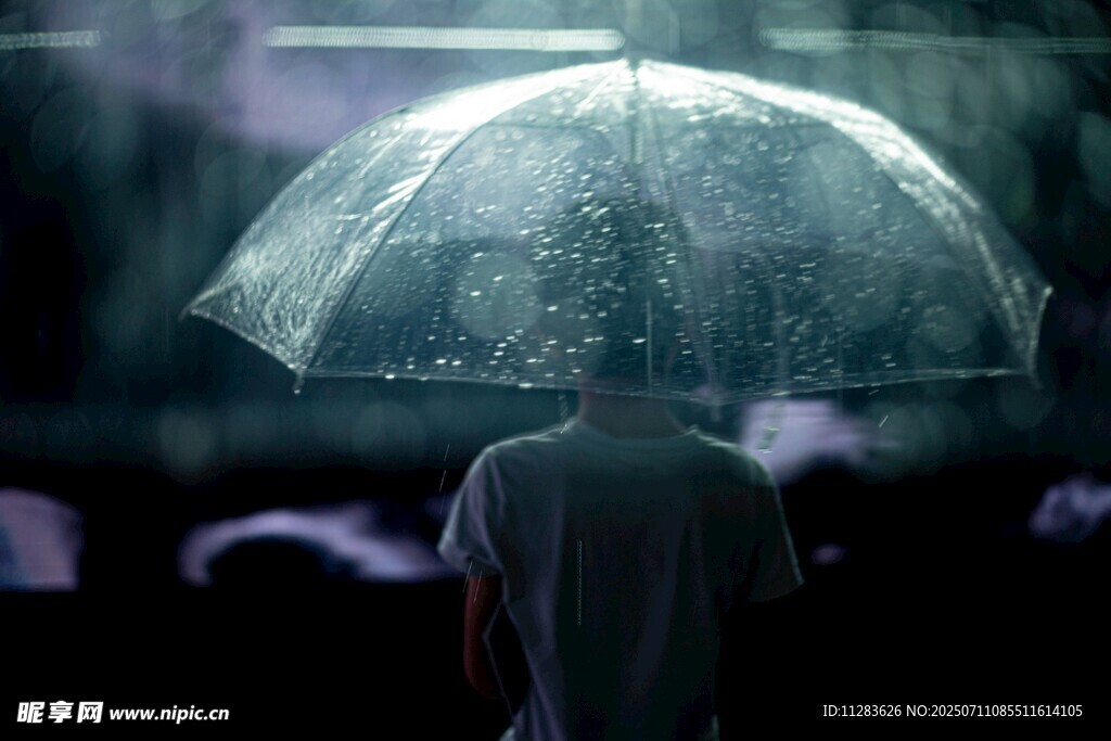 雨中撐傘背影
