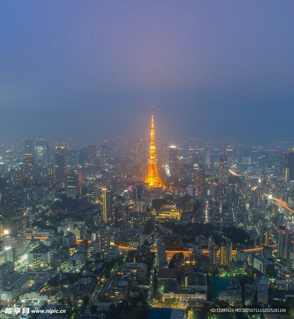 東京夜景中的璀璨塔尖