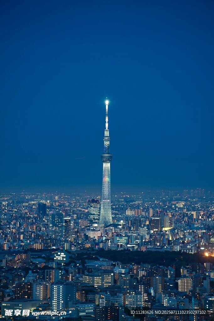 東京夜景中的璀璨晴空塔