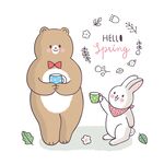 熊與兔的春日溫馨時刻