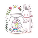 兔子與彩蛋罐的可愛插畫