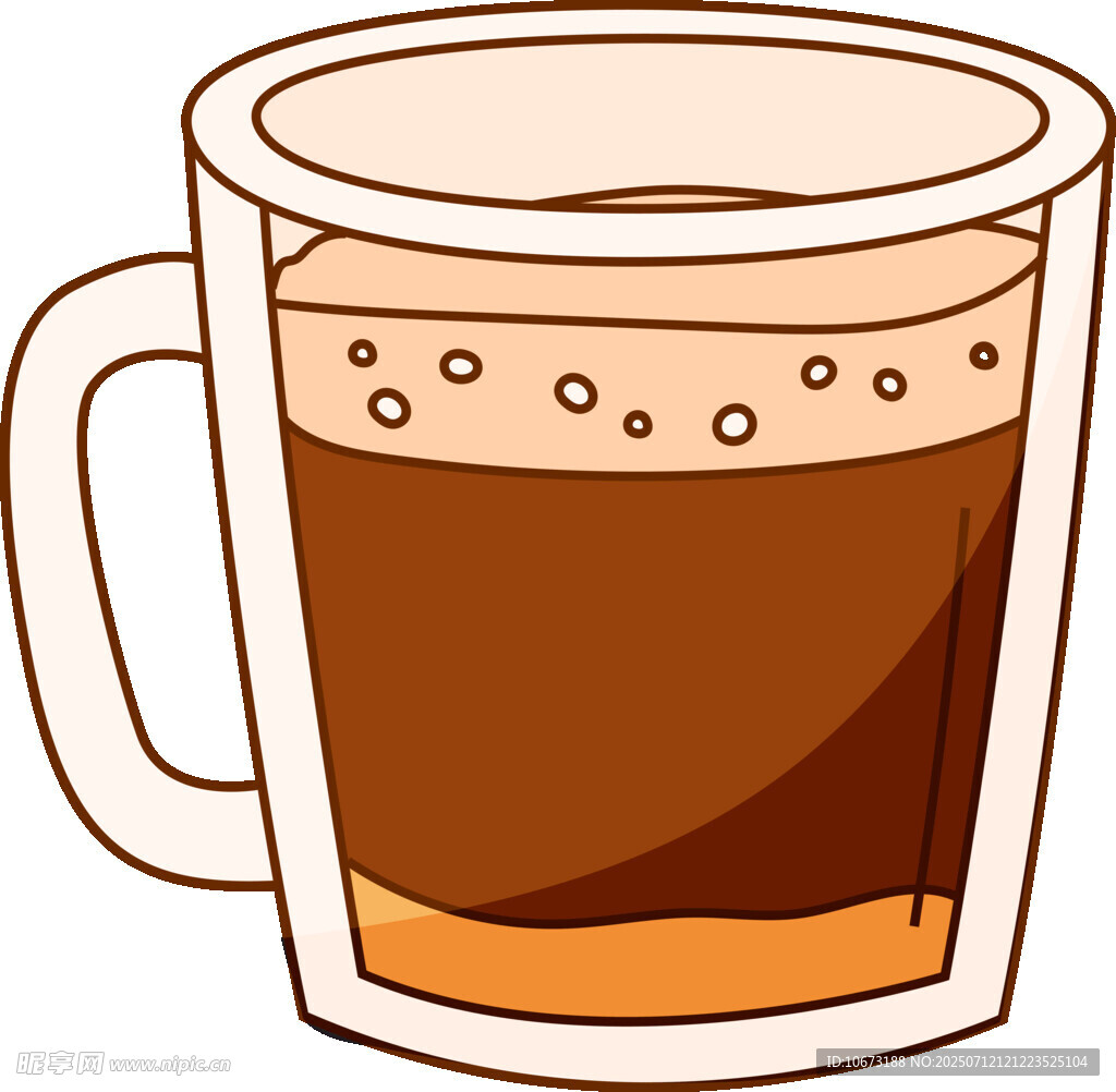卡通風(fēng)格的一杯棕色飲品