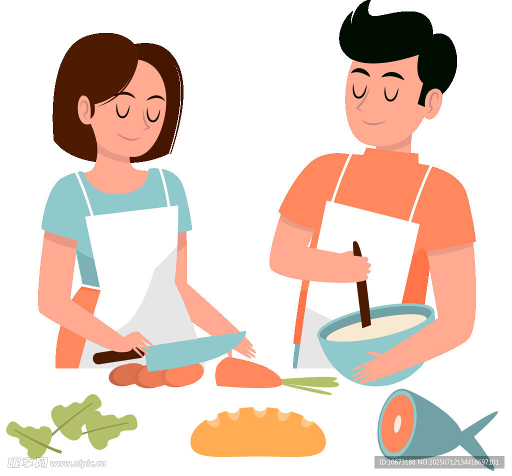 情侶下廚共制美味佳肴