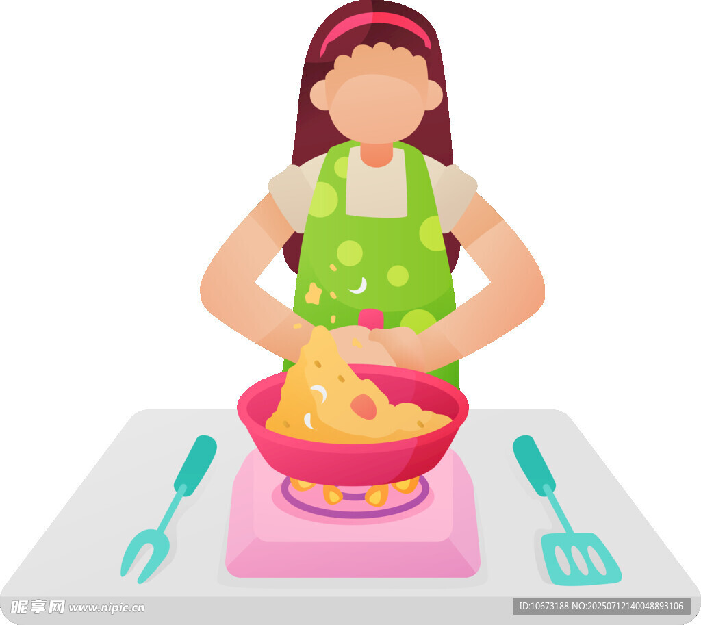 女孩專注攪拌碗中食材