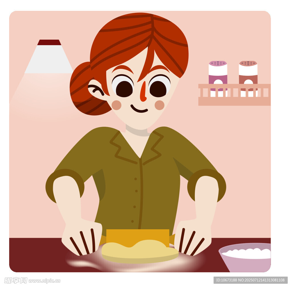 女士專注揉制面餅