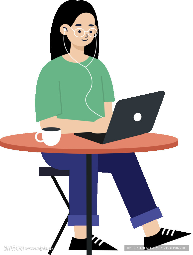 女子桌邊用筆記本電腦辦公