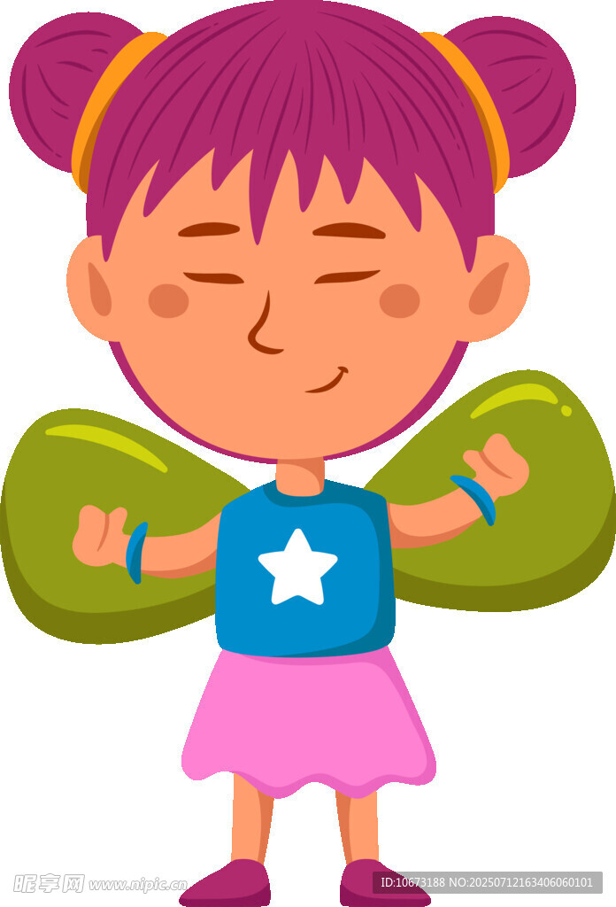 可愛(ài)雙馬尾小女孩背翅膀