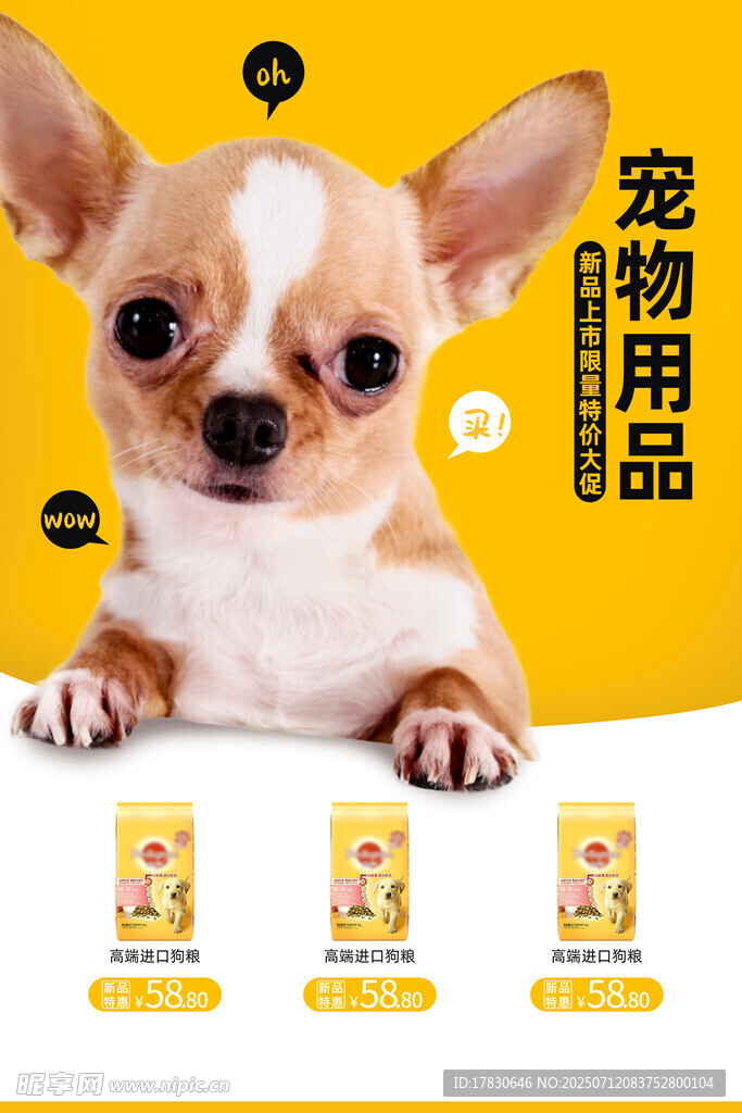 可愛吉娃娃展示寵物用品