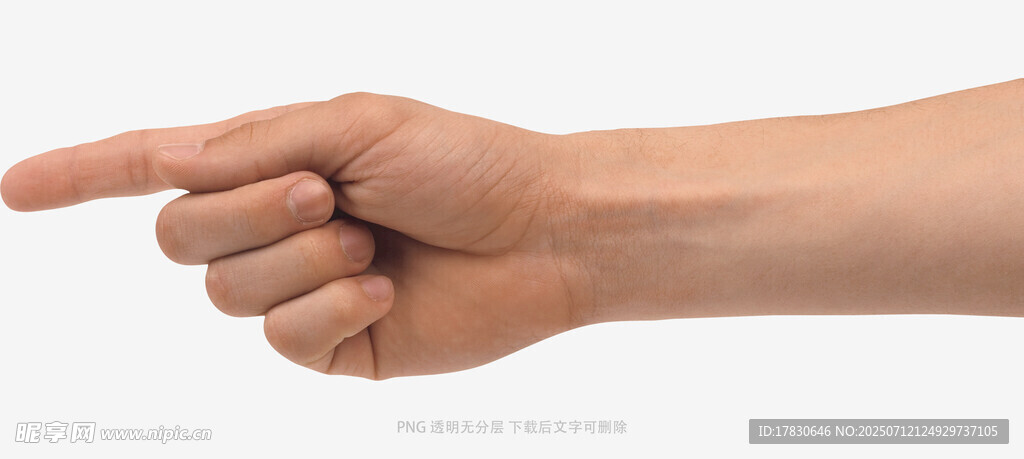 食指指向前方的手部特寫