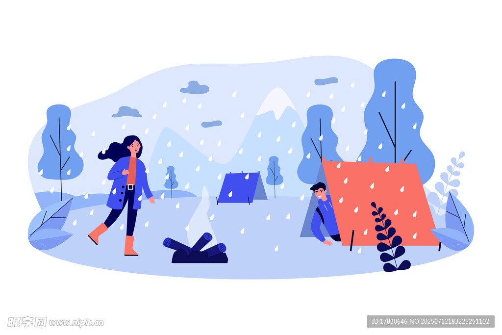 雪地露營場景