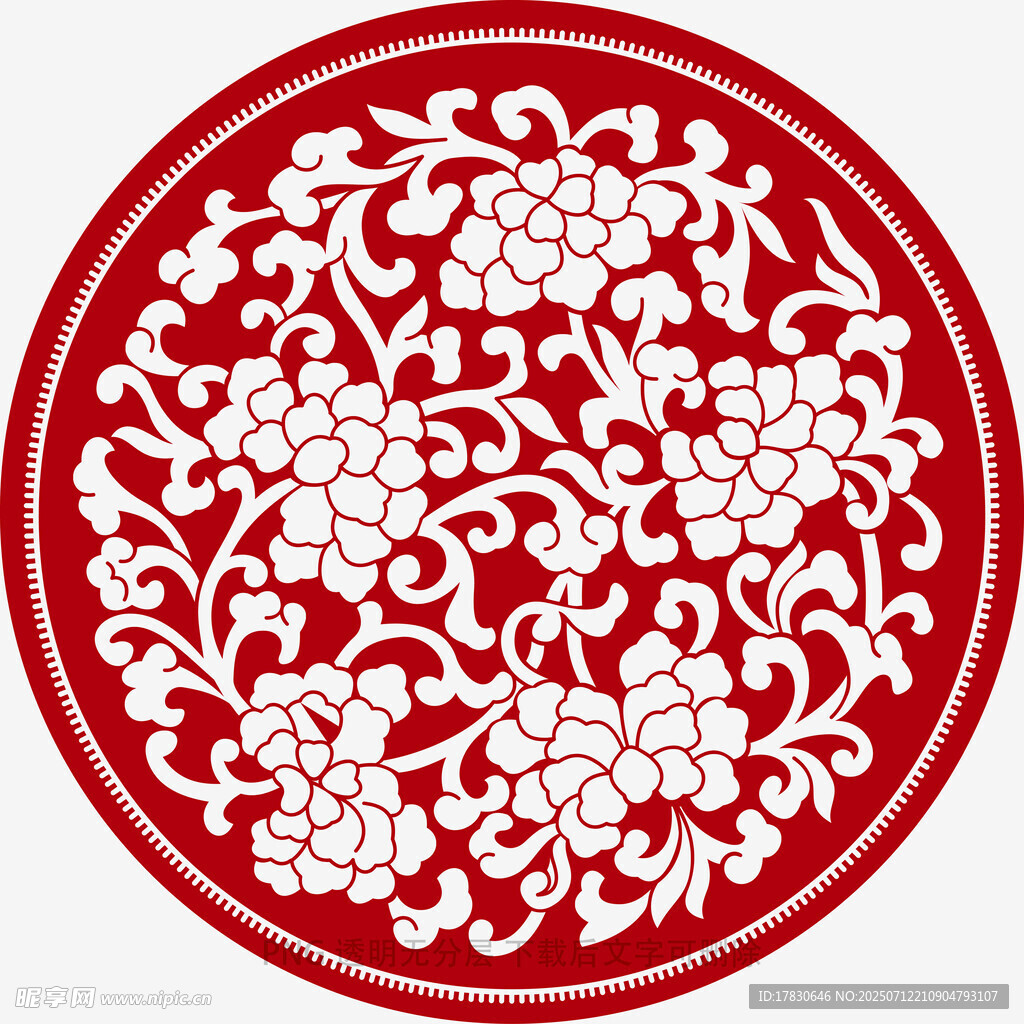 中式圓形花卉葡萄紋圖案
