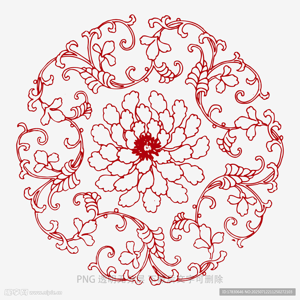 紅色精美圓形花紋圖案