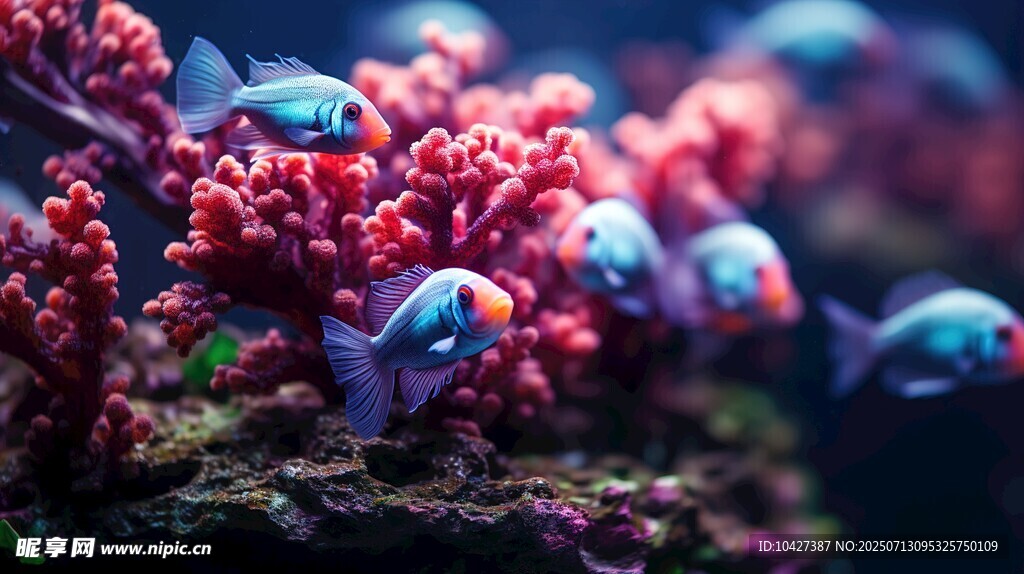 夢(mèng)幻海底珊瑚與靈動(dòng)小魚(yú)
