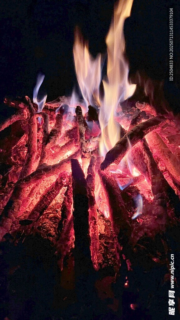 篝火熊熊燃燒的溫暖場(chǎng)景