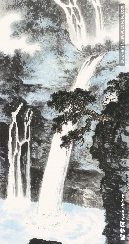 山水瀑布