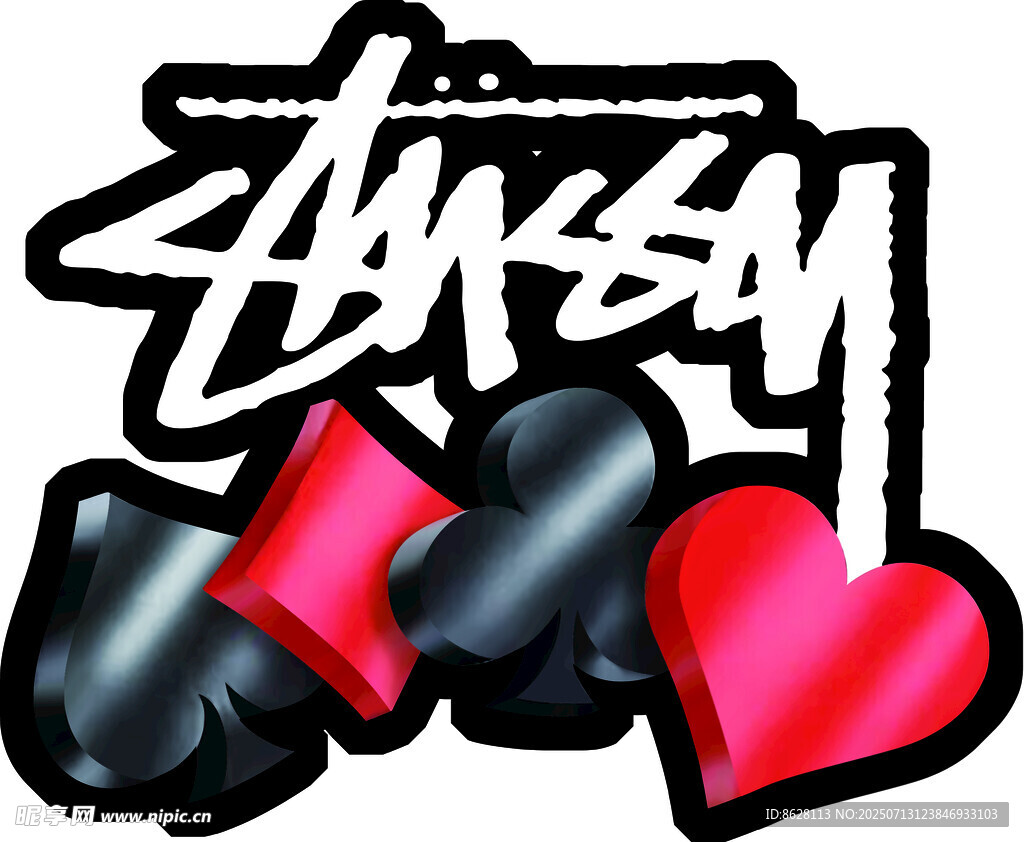 Stussy風(fēng)愛心手套圖案