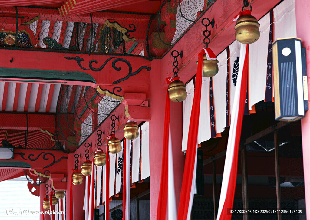 中式古建筑紅色廊檐景觀