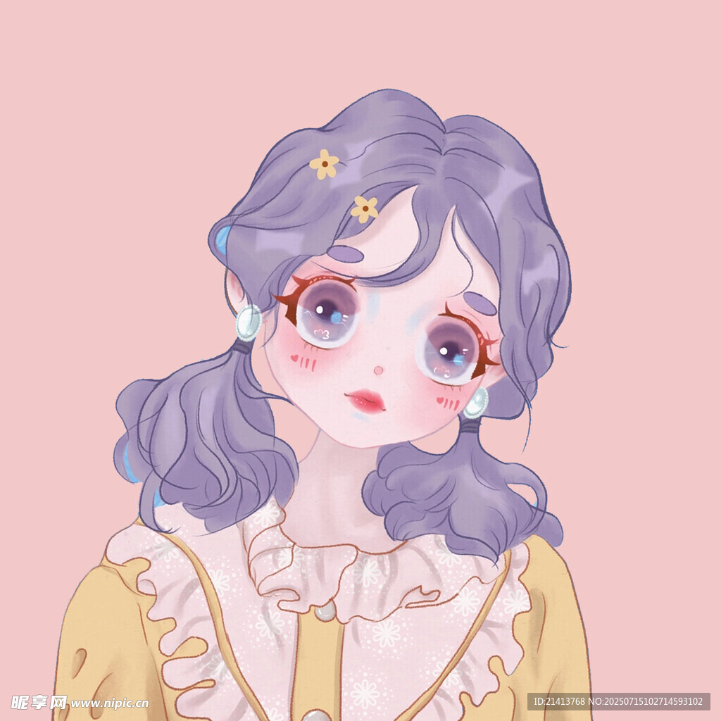 紫色卷發(fā)的甜美少女