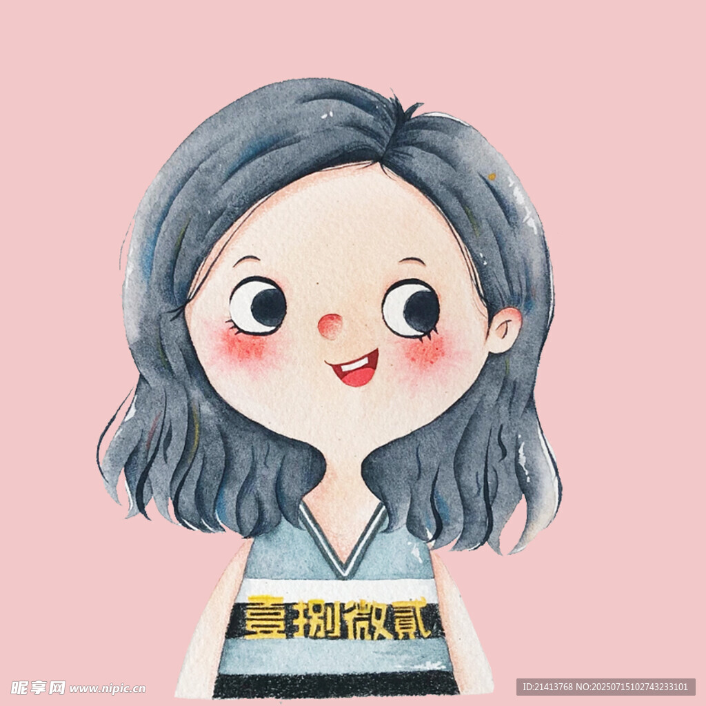可愛(ài)灰發(fā)女孩卡通形象