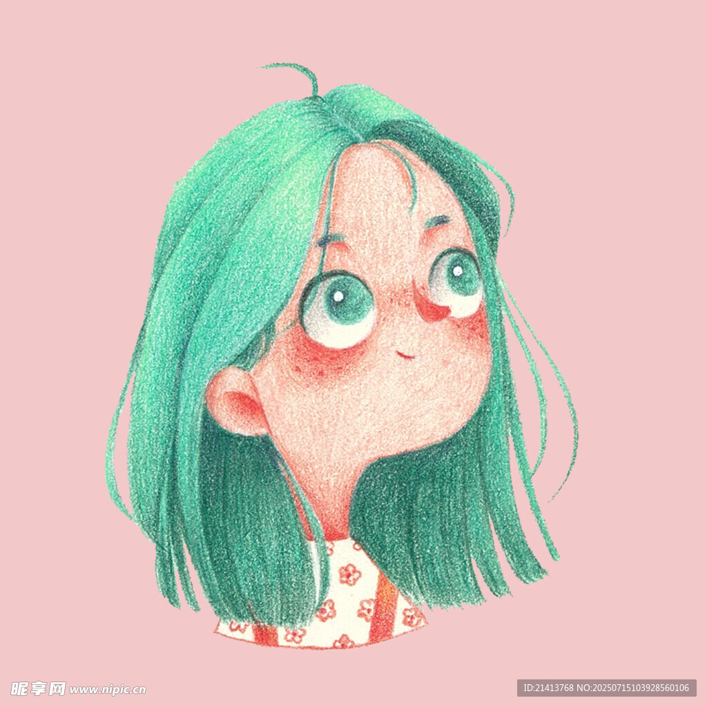 綠發(fā)萌趣女孩頭像