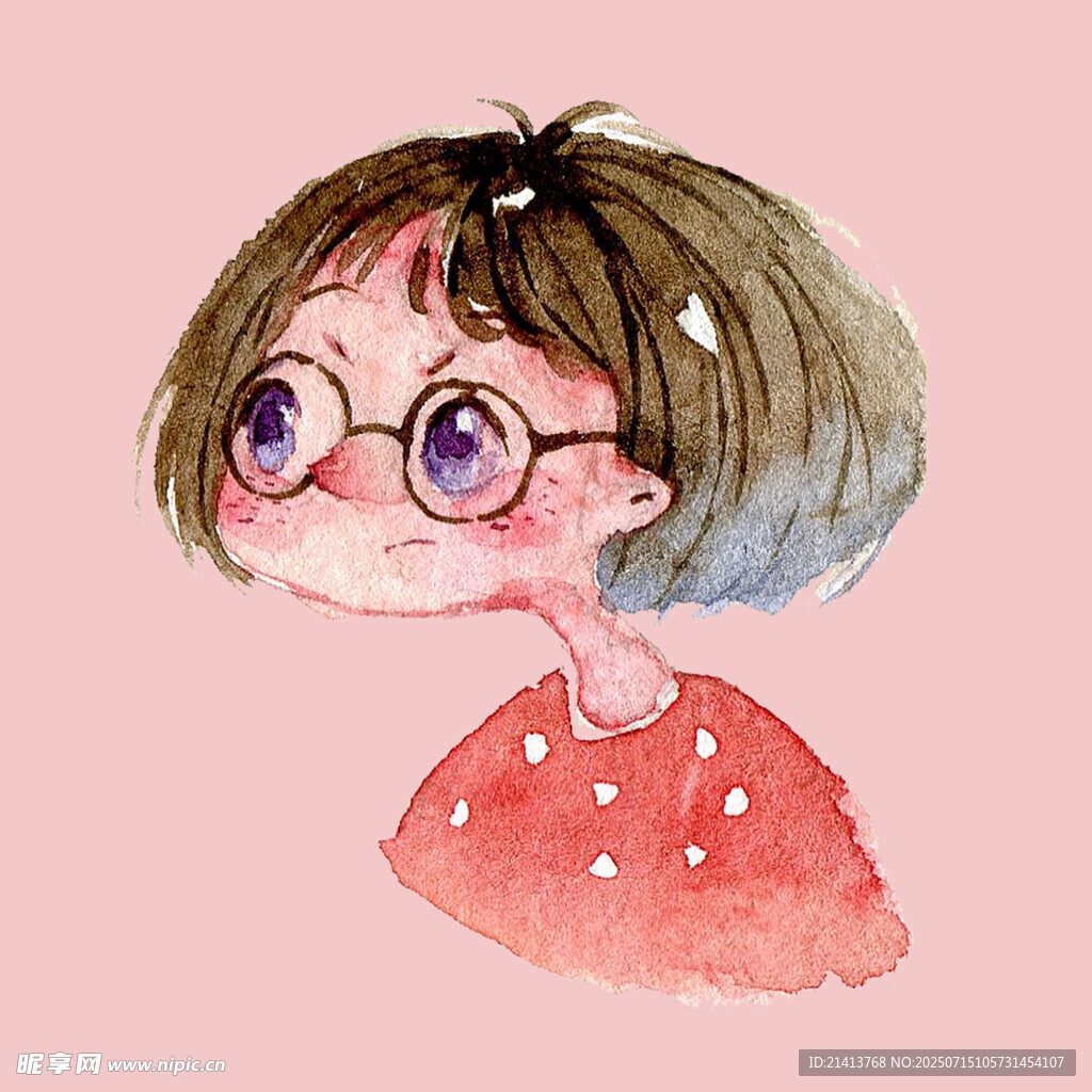 戴眼鏡的可愛波點(diǎn)女孩
