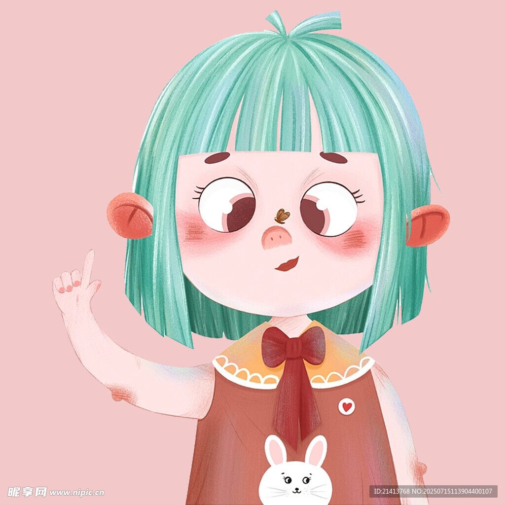 綠發(fā)萌趣女孩打招呼