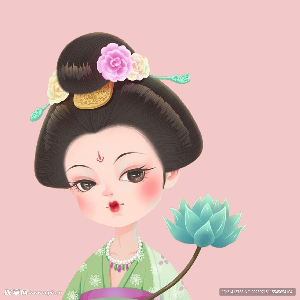 古風唐裝少女手持蓮花