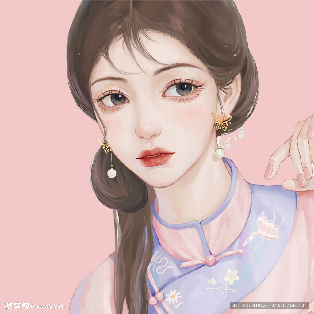 古風(fēng)旗袍少女優(yōu)雅肖像