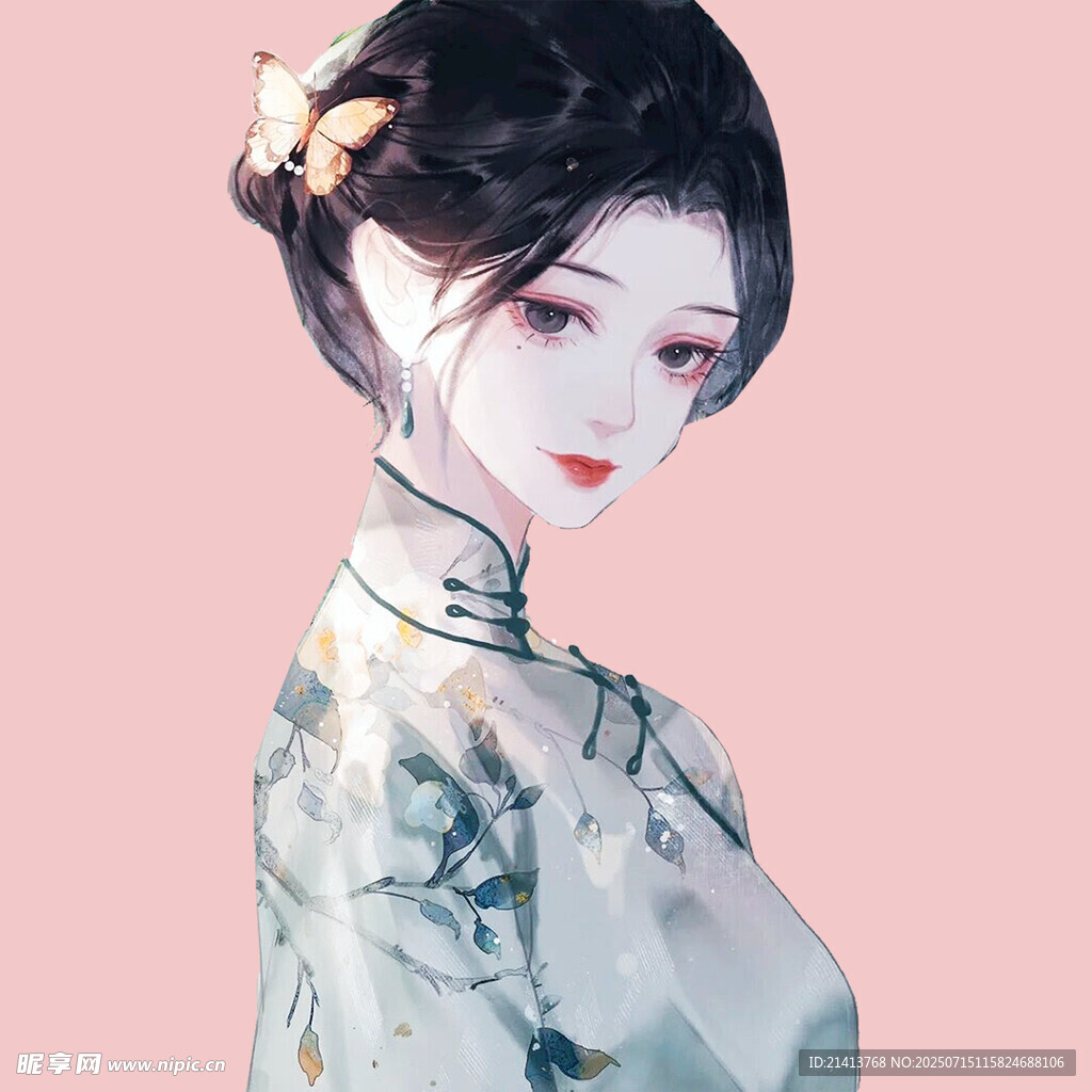 古風(fēng)旗袍女子優(yōu)雅側(cè)顏