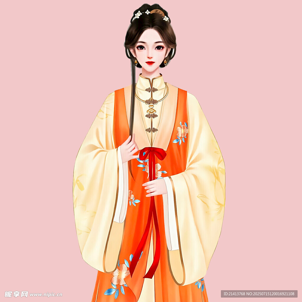 古風(fēng)漢服女子優(yōu)雅持物