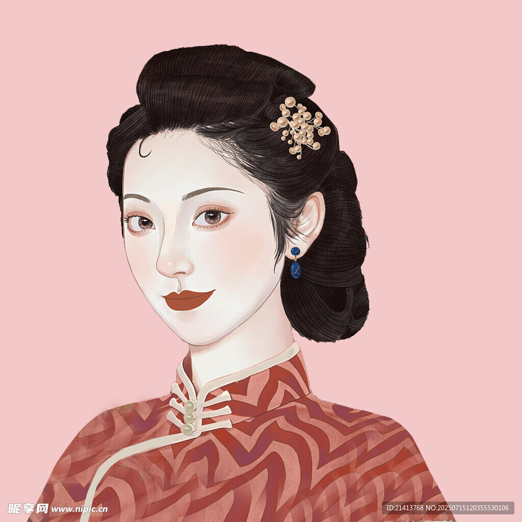 復古旗袍女子優(yōu)雅肖像