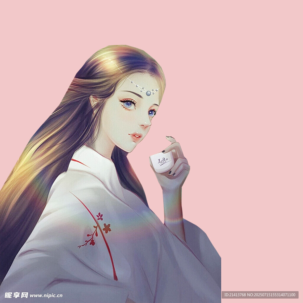 古風(fēng)女子持物優(yōu)雅側(cè)顏