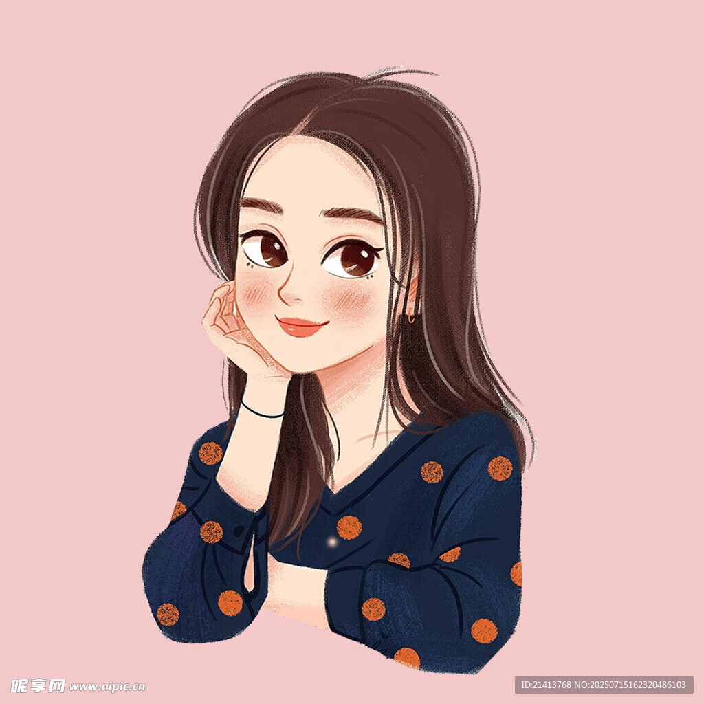 可愛波點女孩插畫形象