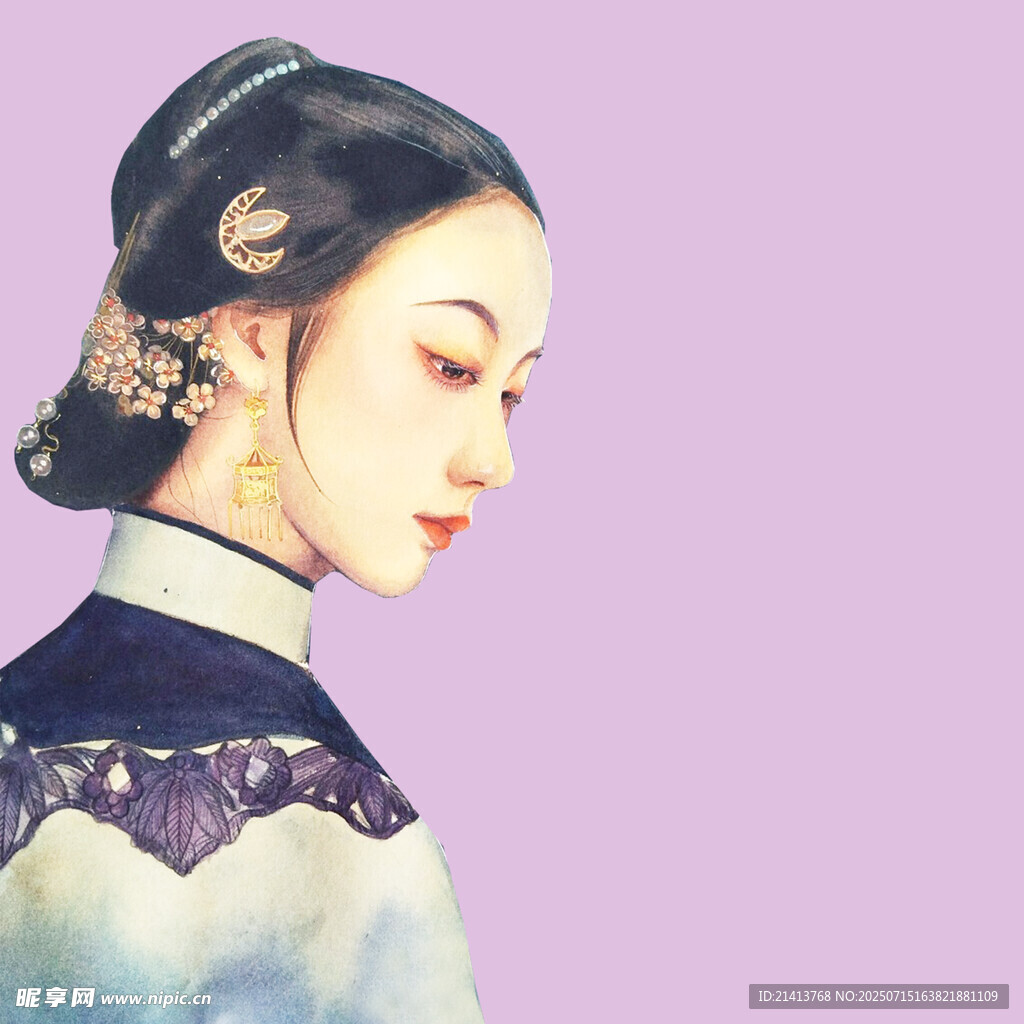 古典旗袍女子優(yōu)雅側(cè)顏
