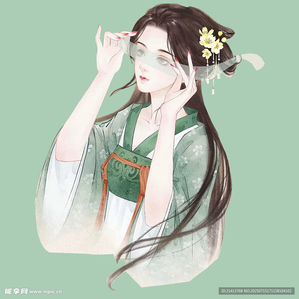 古風(fēng)女子輕扶眼鏡