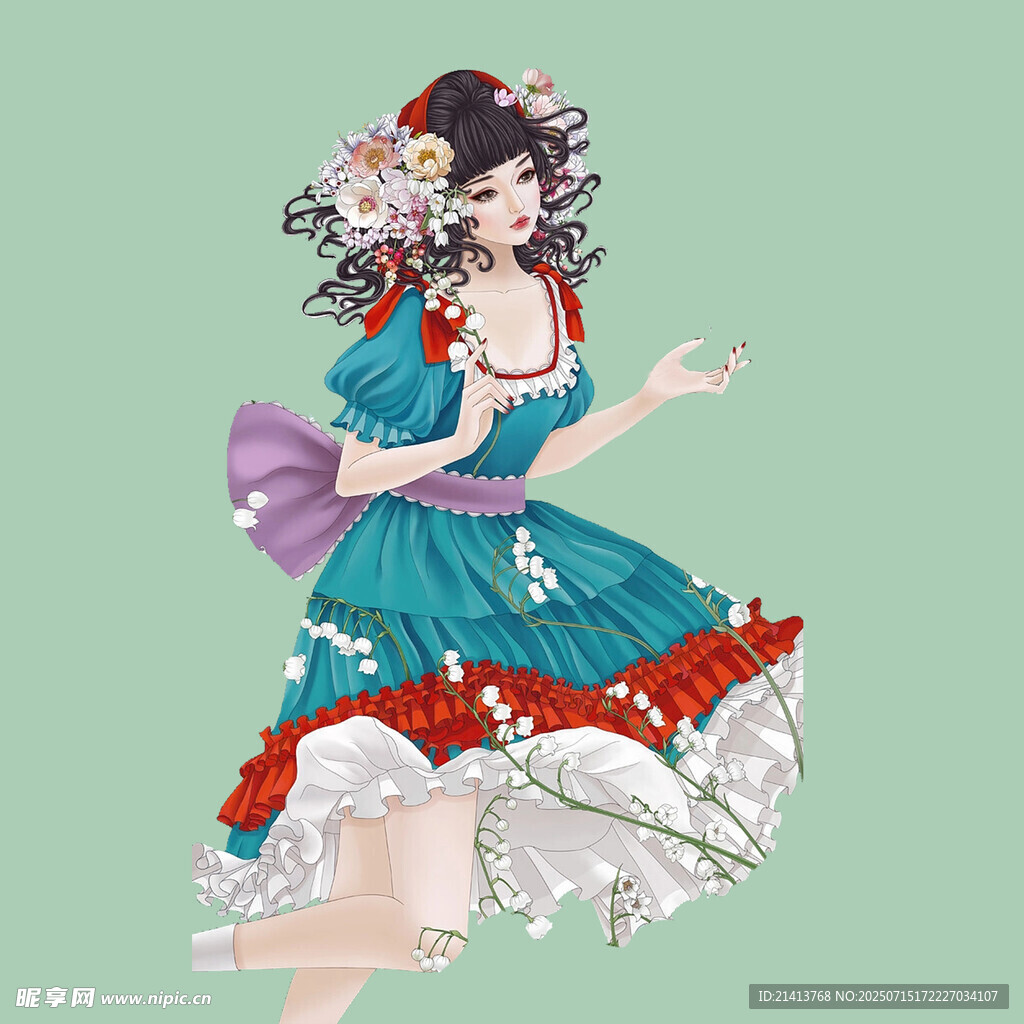 復(fù)古風(fēng)跳舞女孩插畫